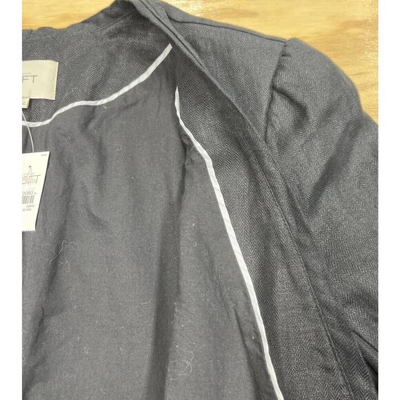 Ann Taylor Loft Linen Blazer Size XL Open Front Black Lined Office Career - Picture 7 of 12
